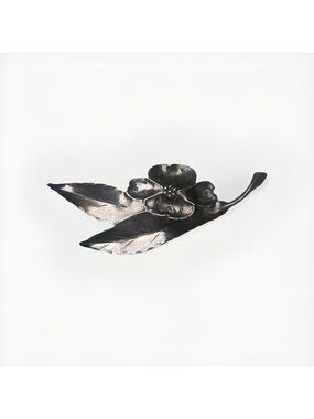 Stuart NYE Brooch Sterling Silver Large Dogwood & Leaves Vintage Jewelry Flower
